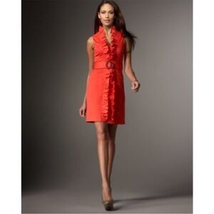 Milly Ruffle Linen Belted Dress